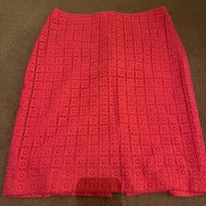 Ann Taylor Vibrant pink Lace Pencil Skirt
